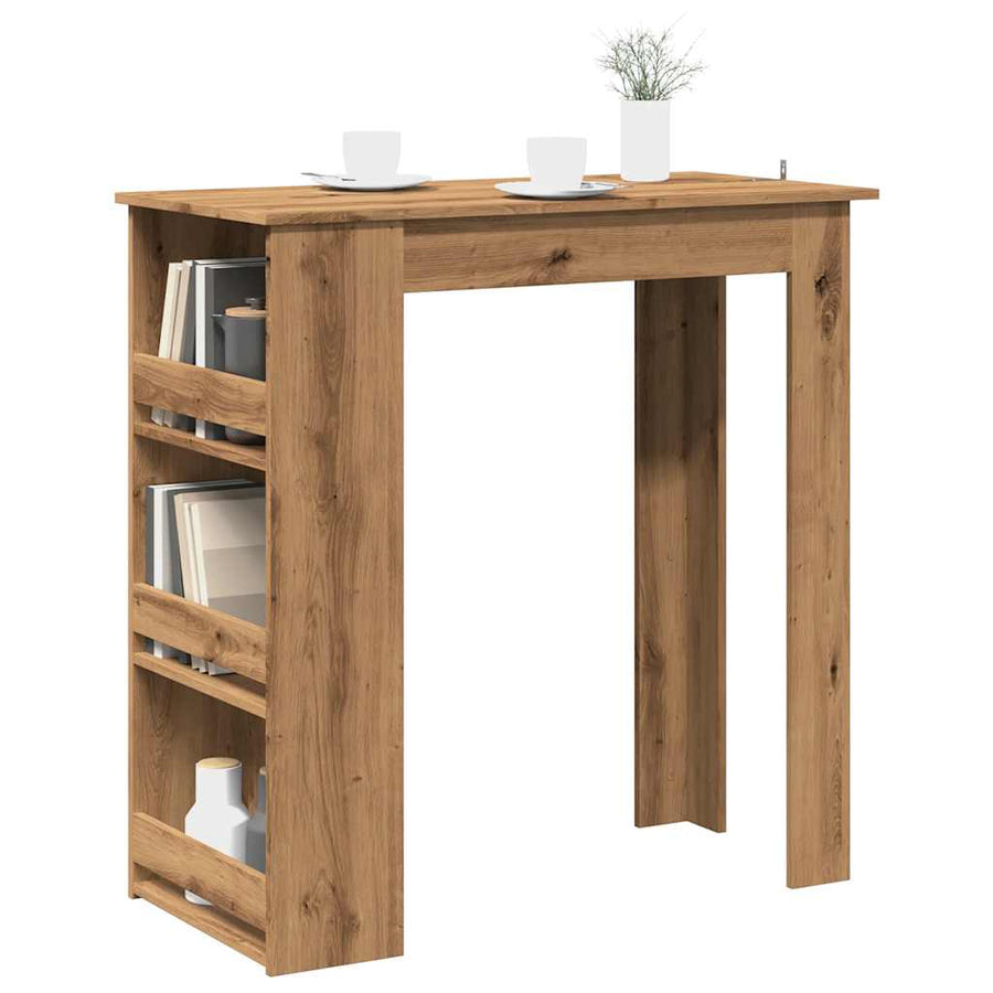 Bartafel met opbergrek 102x50x103,5 cm artisanaal eikenkleurig