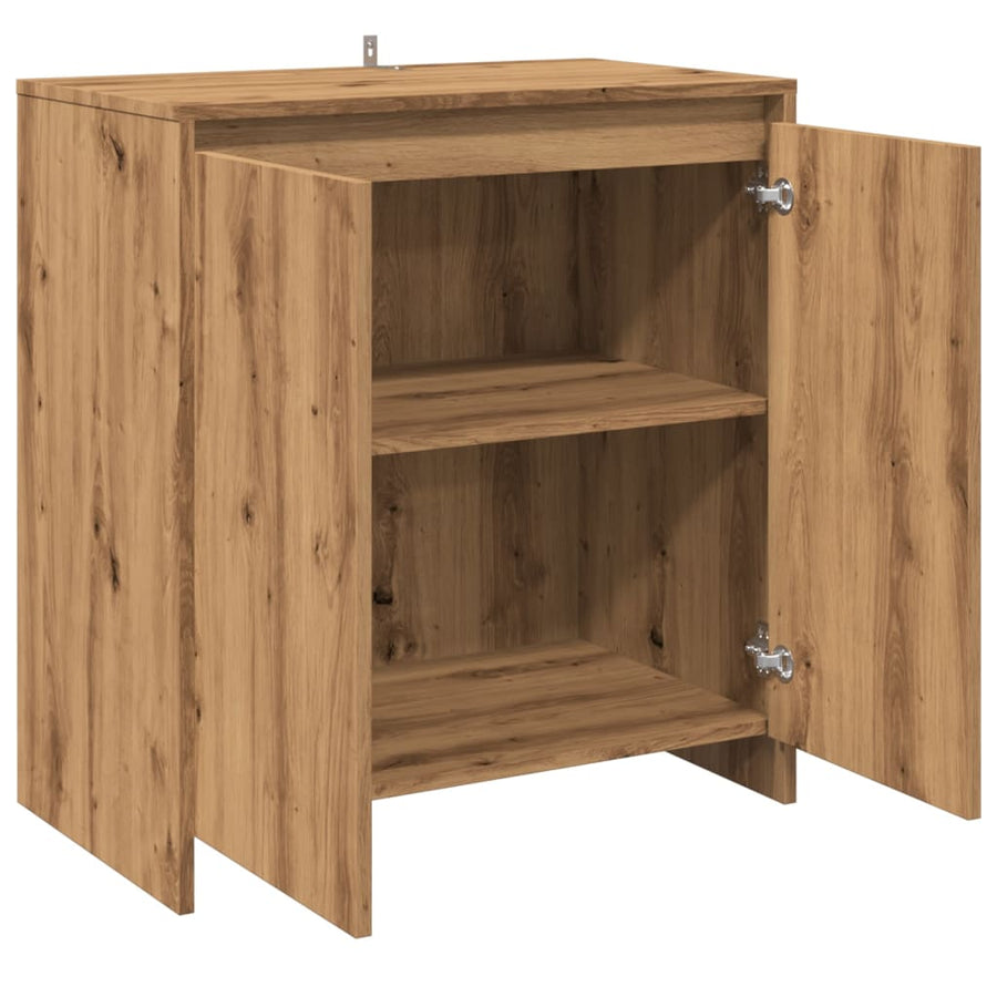 Dressoir 70x41x75 cm bewerkt hout artisanaal eikenkleur