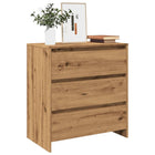 Sideboard 70x41x75 cm carved wood artisanal oak color