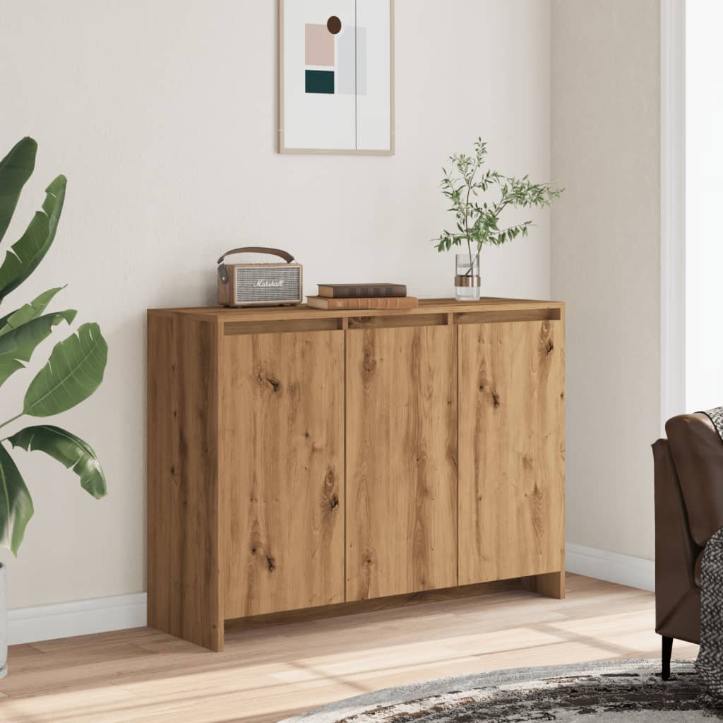 Dressoir 102x33x75 cm bewerkt hout artisanaal eikenkleurig