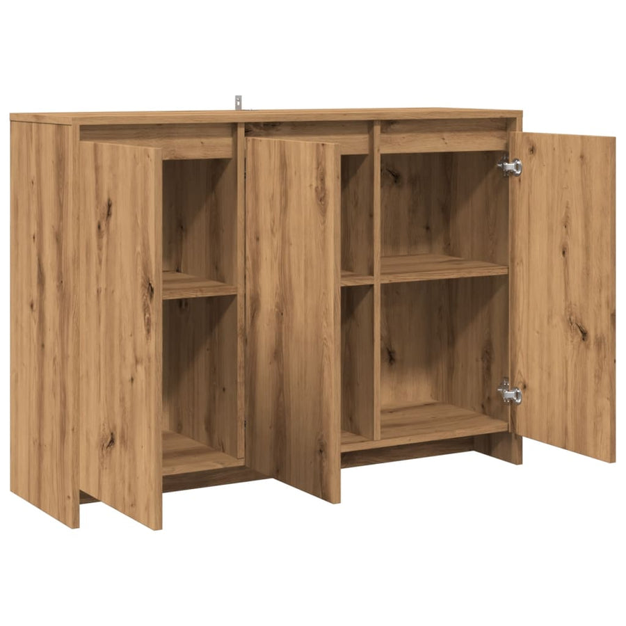 Dressoir 102x33x75 cm bewerkt hout artisanaal eikenkleurig