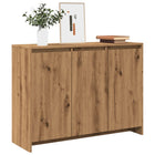 Sideboard 102x33x75 cm carved wood artisan oak-colored
