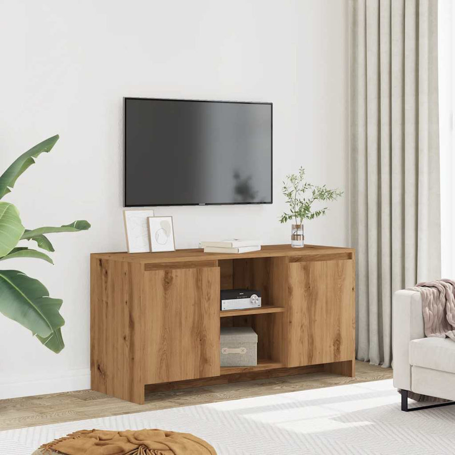 Tv-meubel 102x37,5x52,5 cm bewerkt hout artisanaal eikenkleur