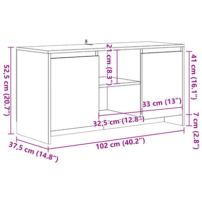 Tv-meubel 102x37,5x52,5 cm bewerkt hout artisanaal eikenkleur