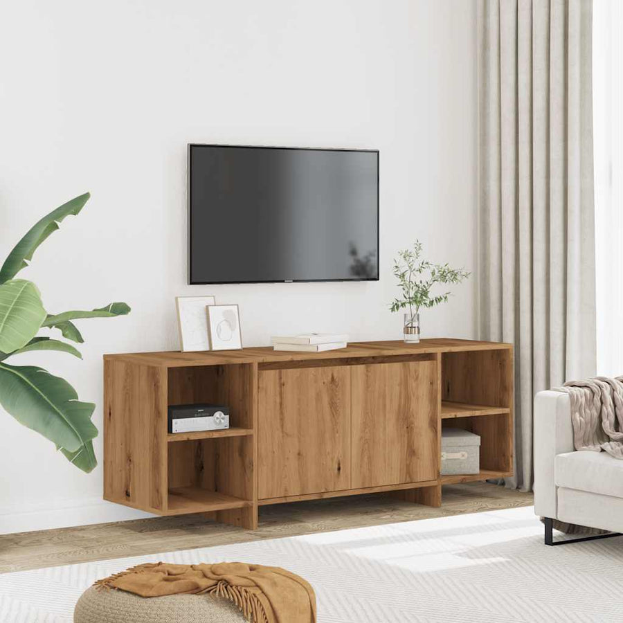 Tv-meubel 130x35x50 cm bewerkt hout artisanaal eikenkleur