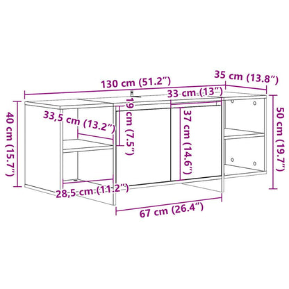 Tv-meubel 130x35x50 cm bewerkt hout artisanaal eikenkleur