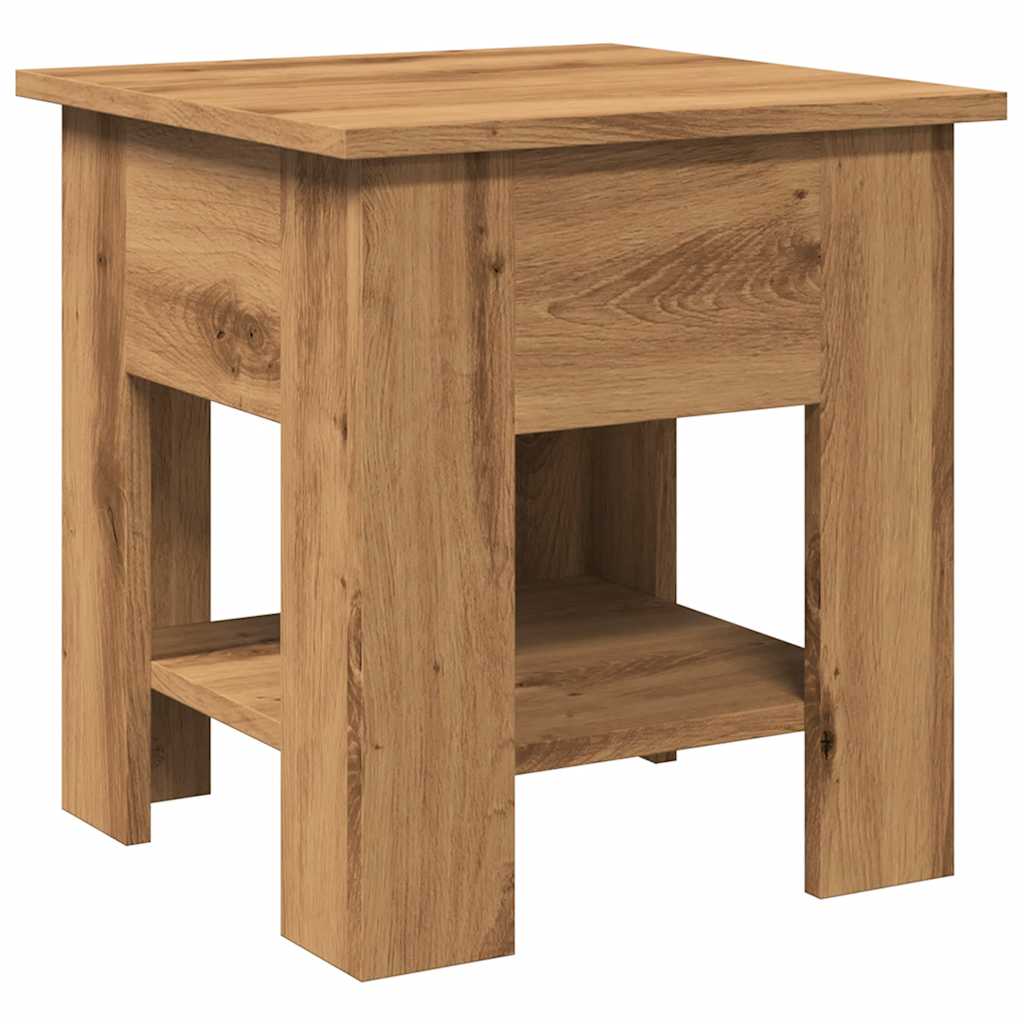 Salontafel 40x40x42 cm bewerkt hout artisanaal eikenkleur
