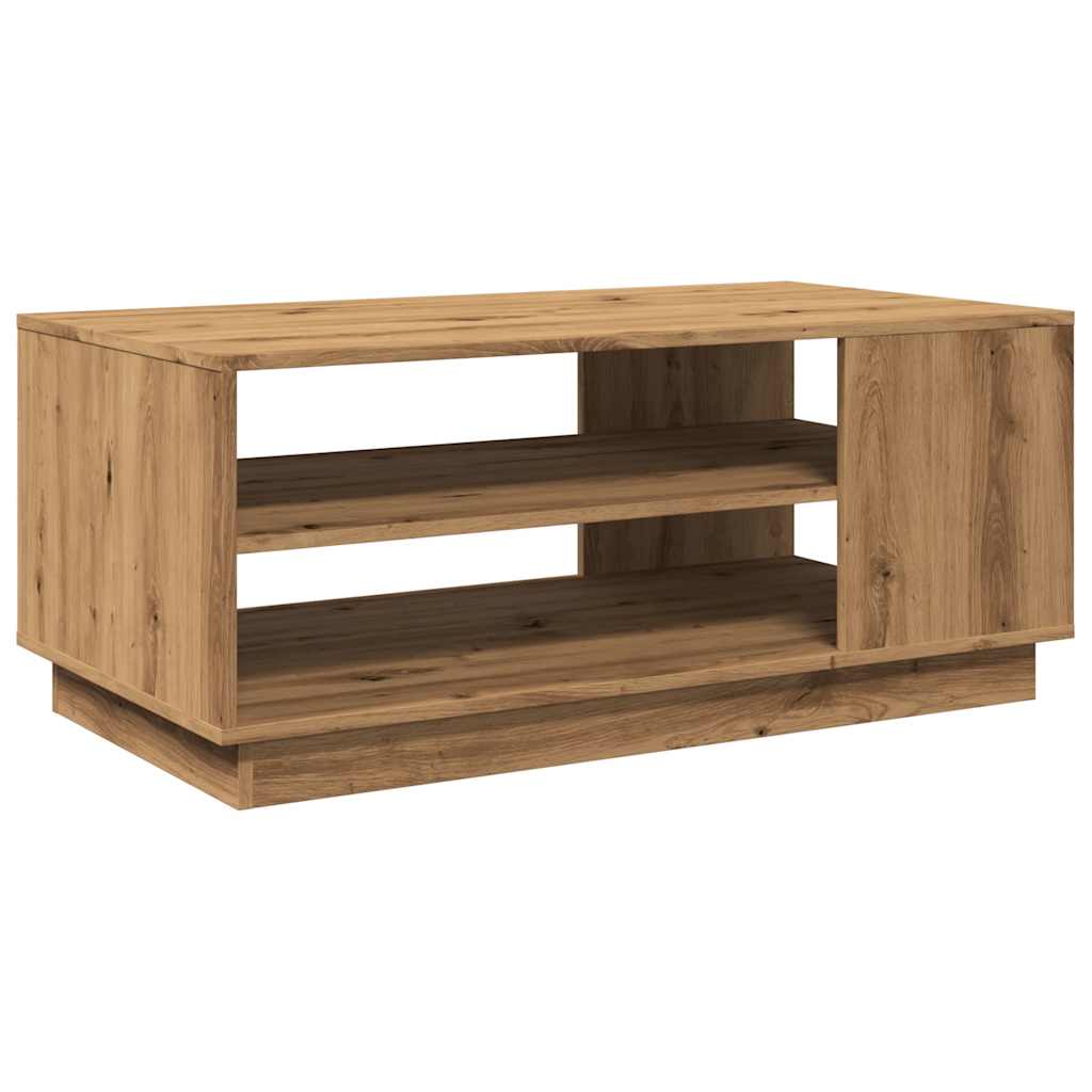 Salontafel Bewerkt Hout Artisanaal Eikenkleur 102 x 55 x 43 cm