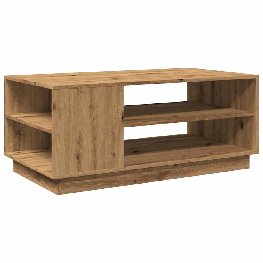 Salontafel 102x55x43 cm bewerkt hout artisanaal eikenkleur