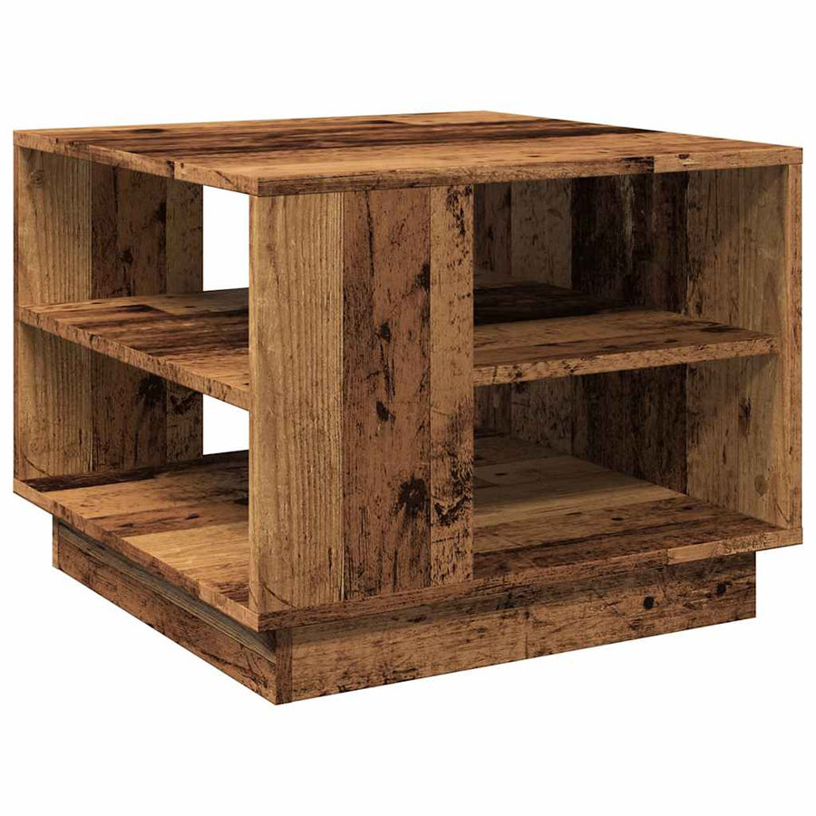 Salontafel 55x55x42 cm bewerkt hout oud houtkleurig