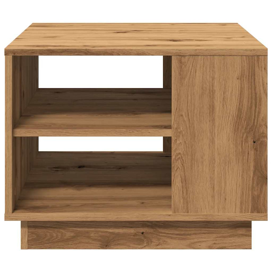 Salontafel 55x55x42 cm bewerkt hout artisanaal eikenkleurig