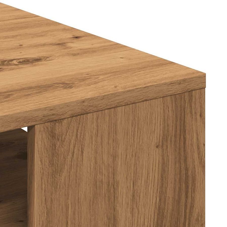 Salontafel 55x55x42 cm bewerkt hout artisanaal eikenkleurig