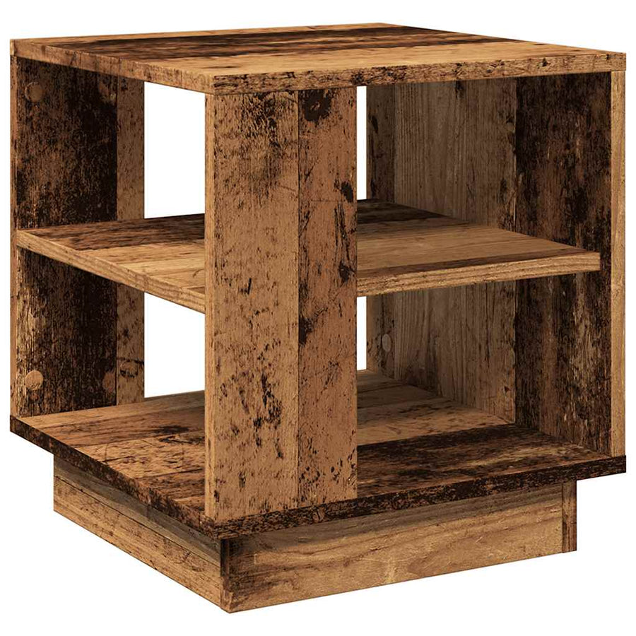 Salontafel 40x40x43 cm bewerkt hout oud houtkleurig