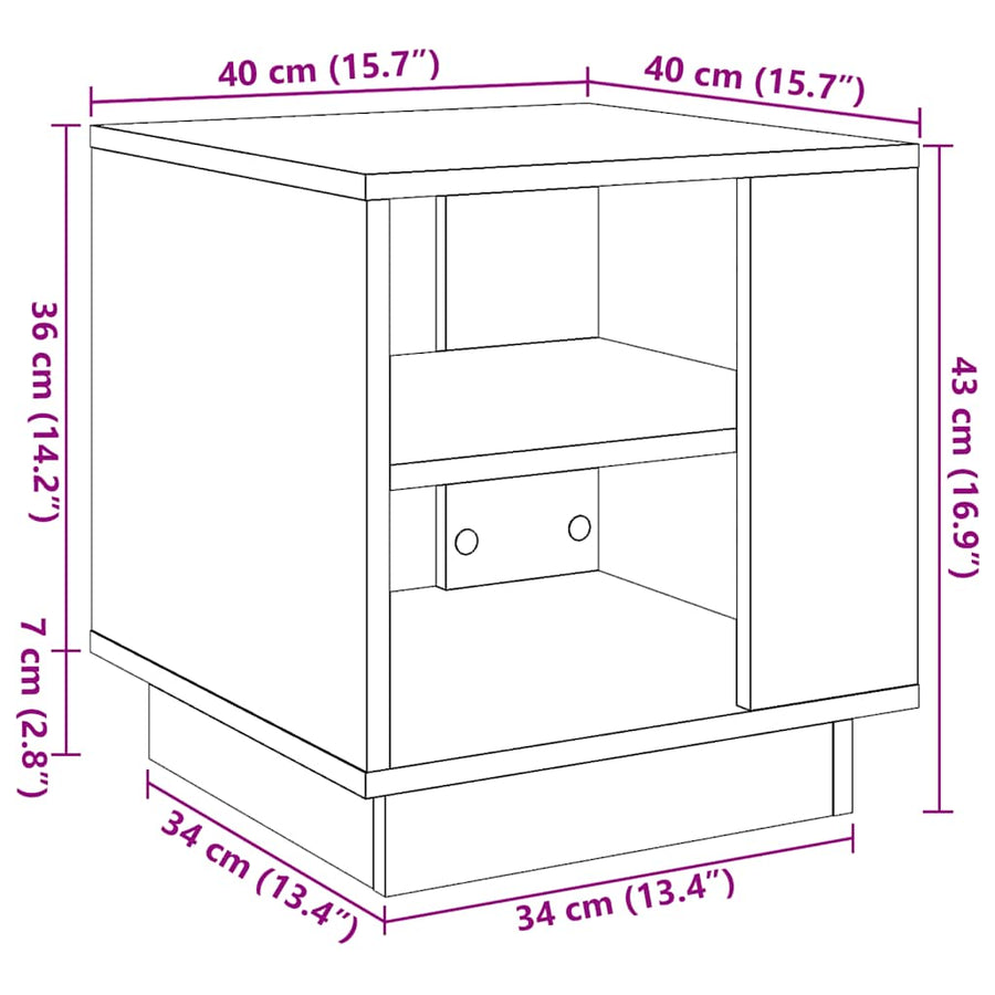 Salontafel 40x40x43 cm bewerkt hout oud houtkleurig