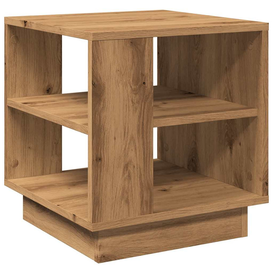Salontafel 40x40x43 cm bewerkt hout artisanaal eikenkleurig