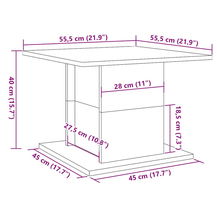 Salontafel 55,5x55,5x40 cm bewerkt hout oud houtkleurig