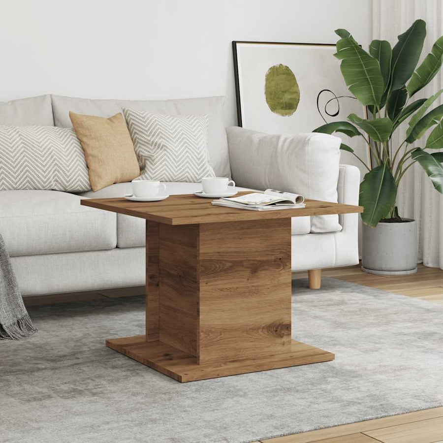 Salontafel 55,5x55,5x40 cm bewerkt hout artisanaal eikenkleur