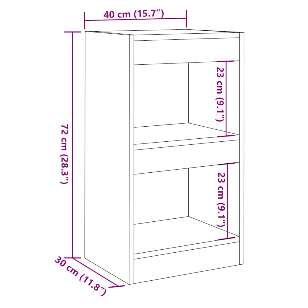 Boekenkast/kamerscherm 40x30x72 cm artisanaal eikenkleur