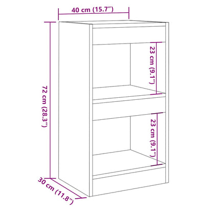 Boekenkast/kamerscherm 40x30x72 cm artisanaal eikenkleur
