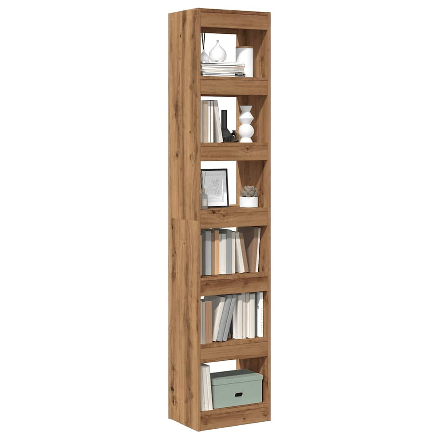 Boekenkast/kamerscherm 40x30x198 cm artisanaal eikenkleur