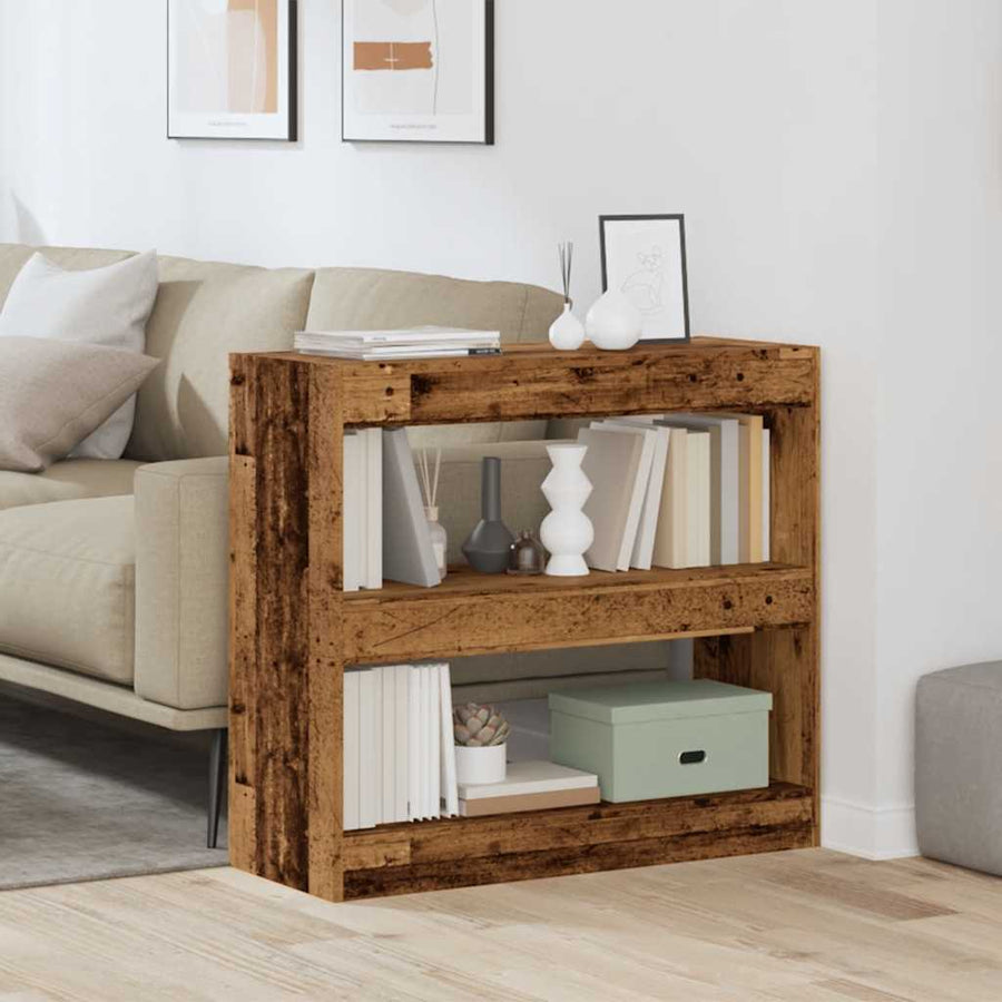 Boekenkast/kamerscherm 80x30x72 cm oud houtkleurig
