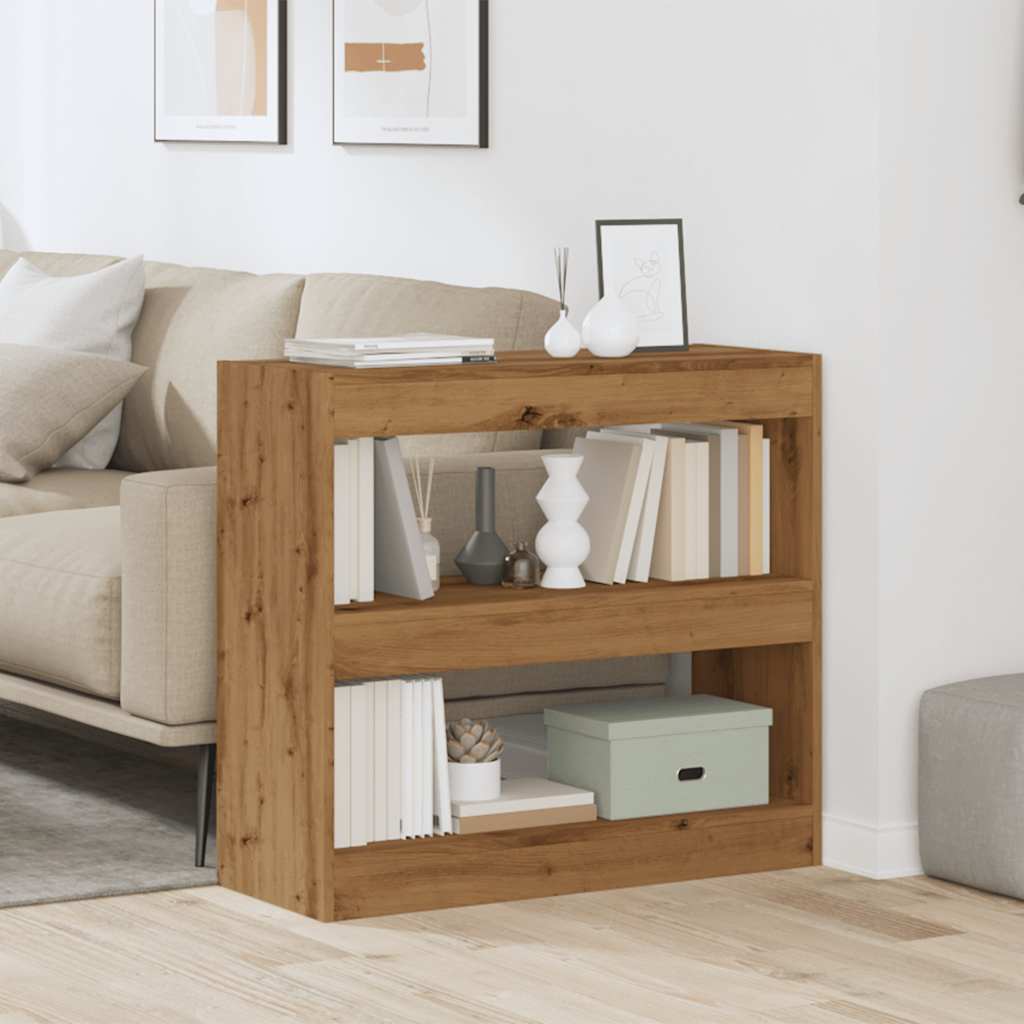 Boekenkast/kamerscherm 80x30x72 cm artisanaal eikenkleur