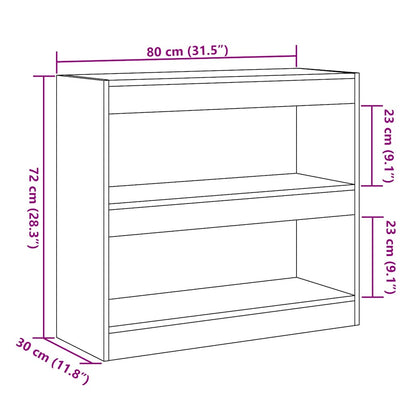 Boekenkast/kamerscherm 80x30x72 cm artisanaal eikenkleur