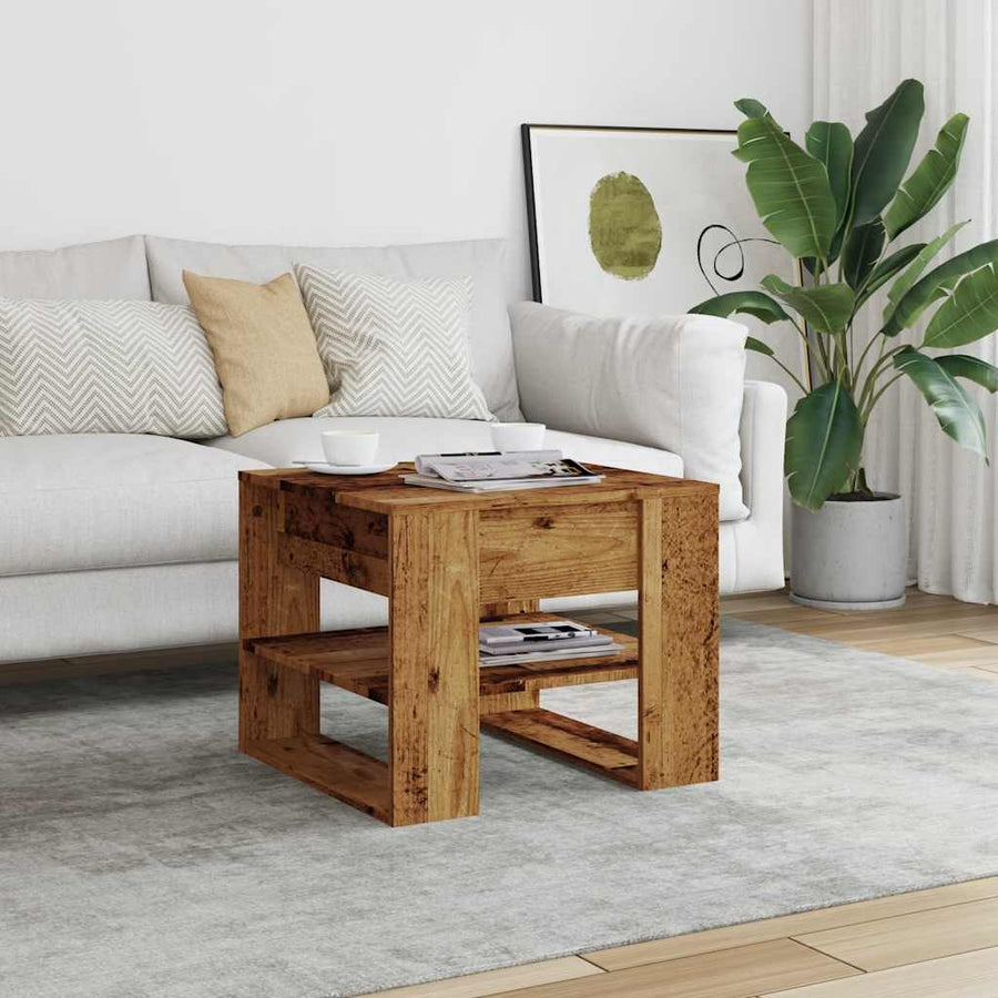 Salontafel 55,5x55x45 cm bewerkt hout oud houtkleurig