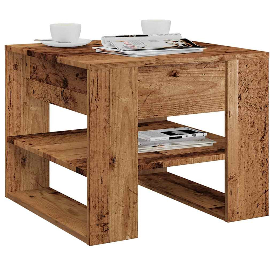 Salontafel 55,5x55x45 cm bewerkt hout oud houtkleurig