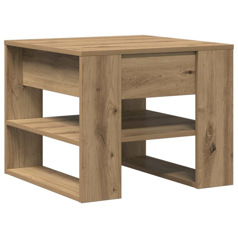 Salontafel 55,5X55X45 Cm Bewerkt Hout Artisanaal Eikenkleur artisanaal eikenkleurig