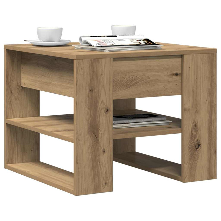 Salontafel 55,5X55X45 Cm Bewerkt Hout Artisanaal Eikenkleur artisanaal eikenkleurig
