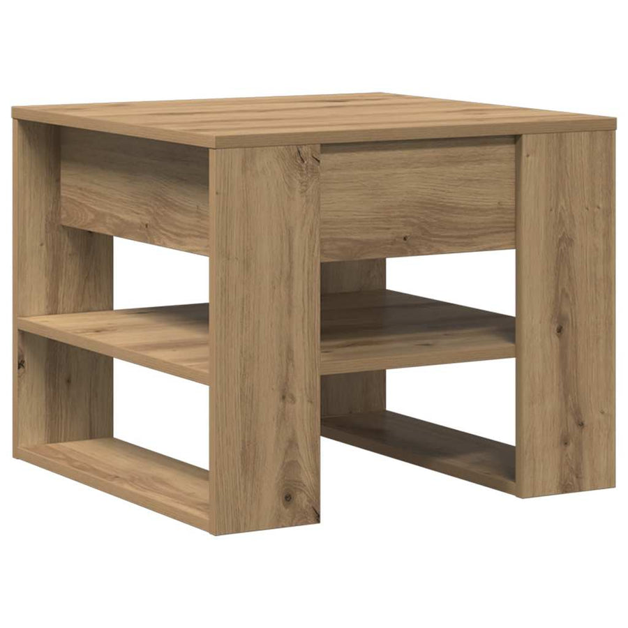 Salontafel 55,5X55X45 Cm Bewerkt Hout Artisanaal Eikenkleur artisanaal eikenkleurig