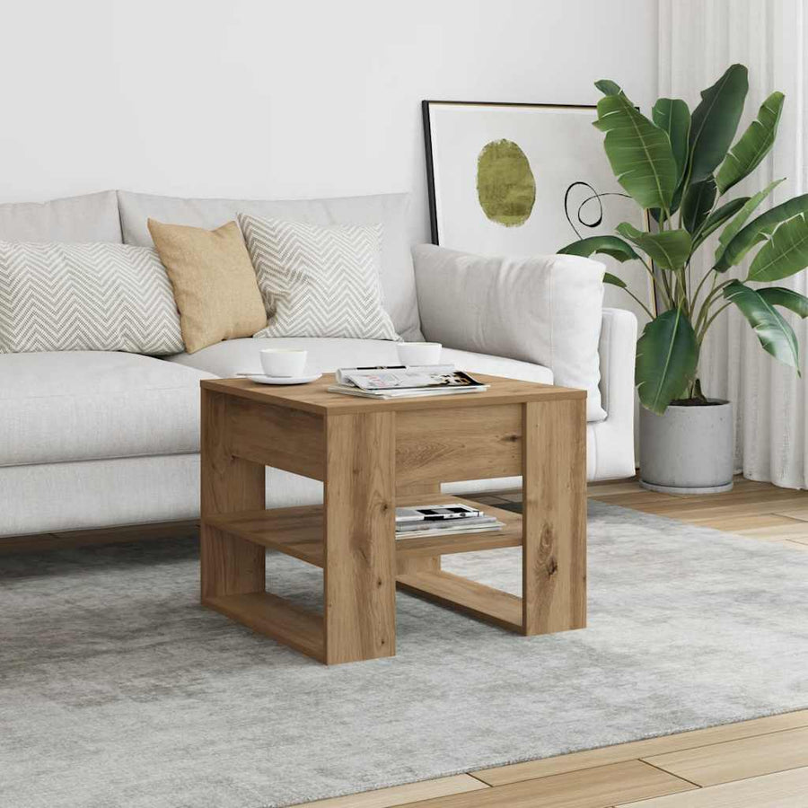 Salontafel 55,5X55X45 Cm Bewerkt Hout Artisanaal Eikenkleur artisanaal eikenkleurig