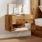 Nachtkastje wandmontage 46x29.5x30 cm oud hout