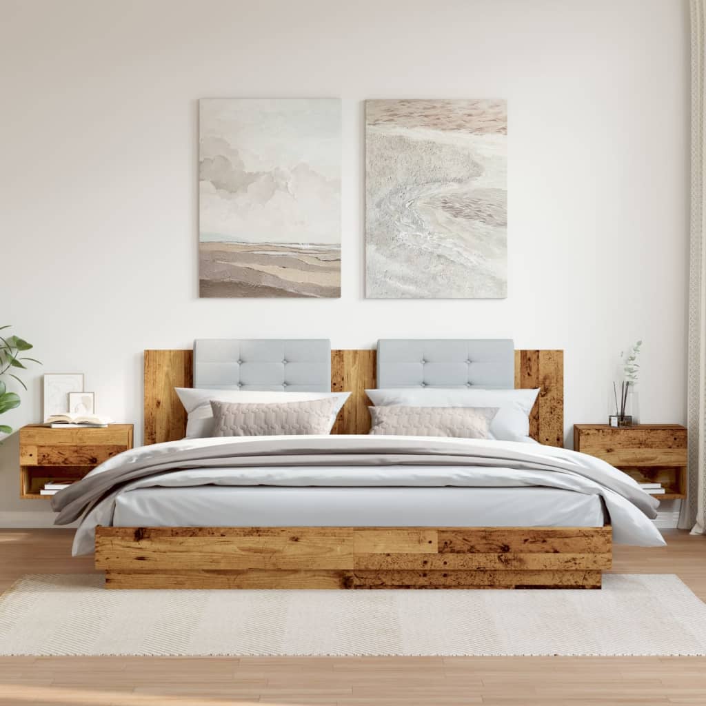 Nachtkastjes 2 st wandgemonteerd oud houtkleurig