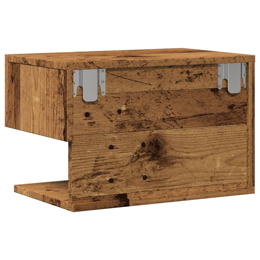 Nachtkastjes 2 st wandgemonteerd oud houtkleurig