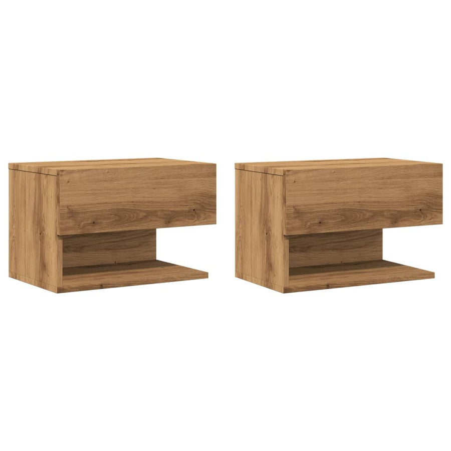 Nachtkastjes 2 st wandgemonteerd artisanaal eikenkleur