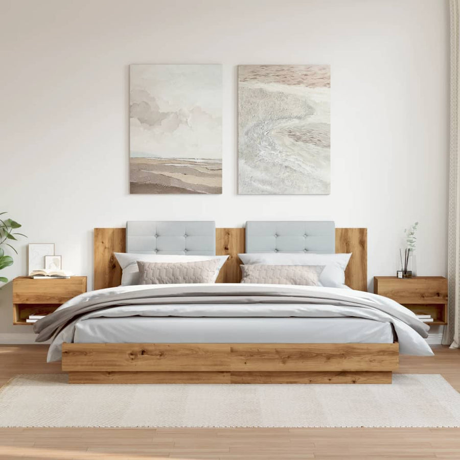 Nachtkastjes 2 st wandgemonteerd artisanaal eikenkleur