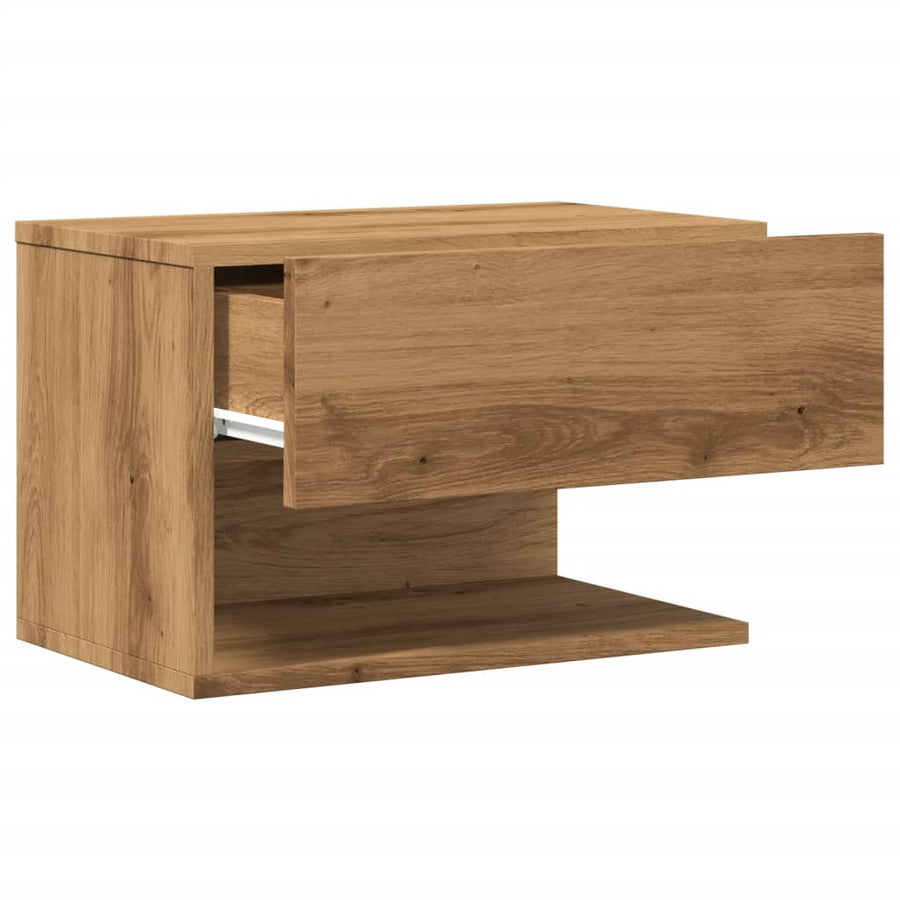 Nachtkastjes 2 st wandgemonteerd artisanaal eikenkleur