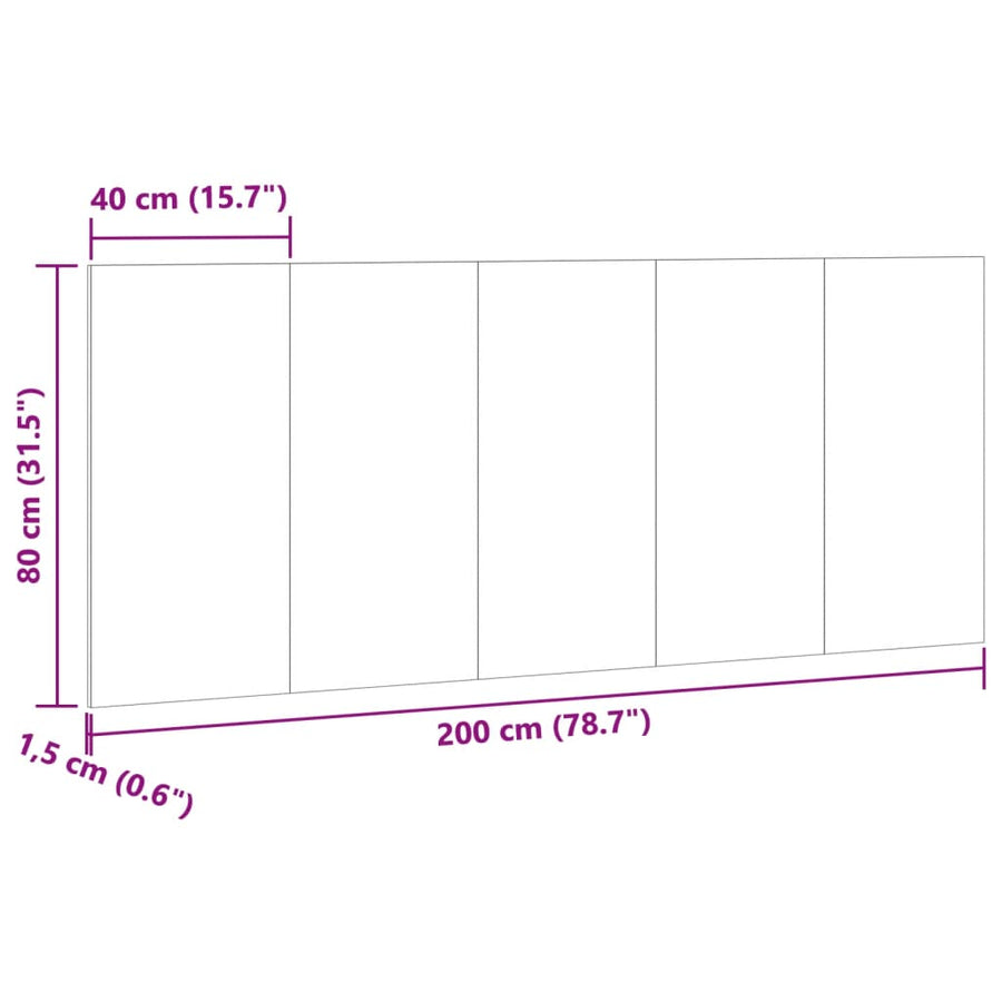 Hoofdeinde 200x1,5x80 cm bewerkt hout artisanaal eikenkleur