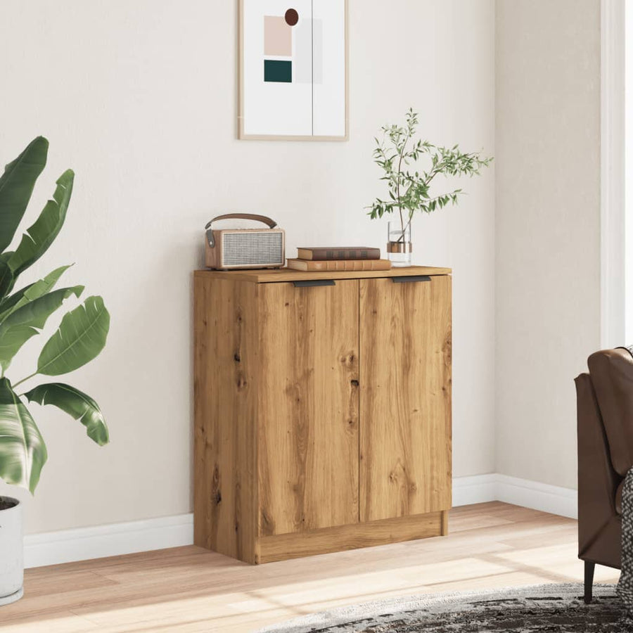 Dressoir 60x30x70 cm bewerkt hout artisanaal eikenkleurig