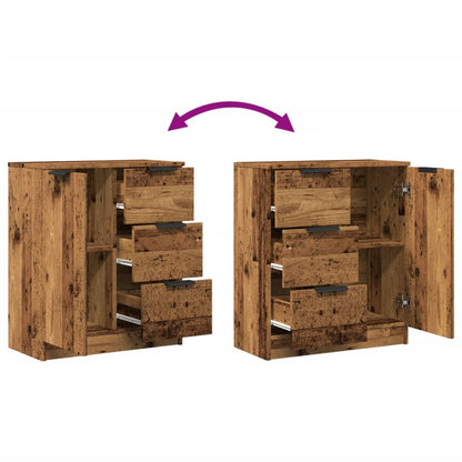 Dressoir 60x30x70 cm bewerkt hout oud houtkleurig