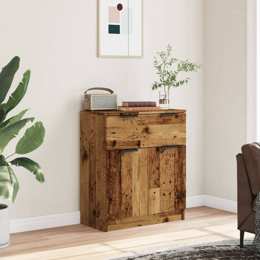 Dressoir 60x30x70 cm bewerkt hout oud houtkleurig
