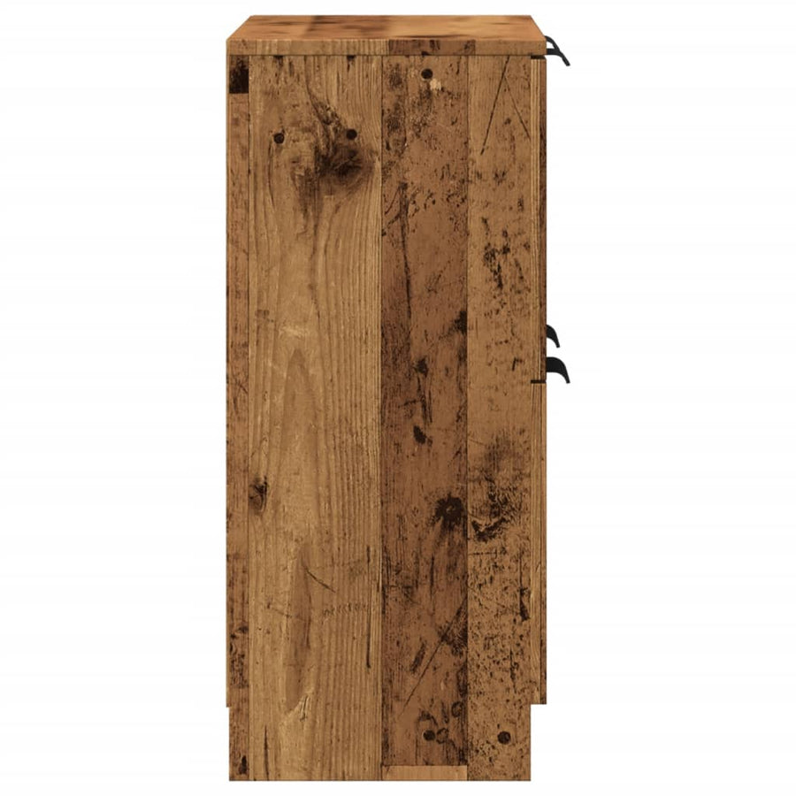 Dressoir 60x30x70 cm bewerkt hout oud houtkleurig