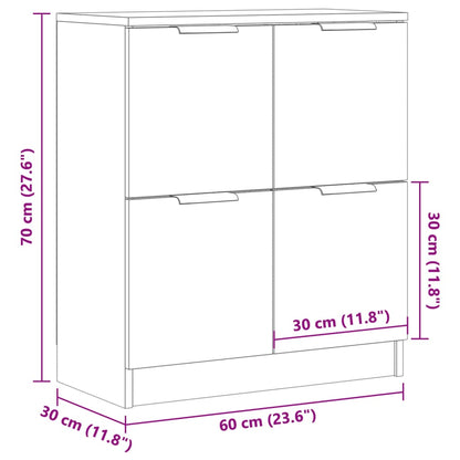 Dressoir 60x30x70 cm bewerkt hout oud houtkleurig