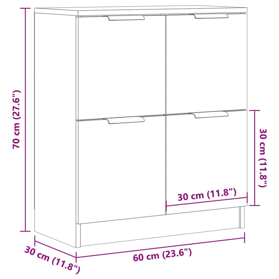 Dressoir 60x30x70 cm bewerkt hout oud houtkleurig