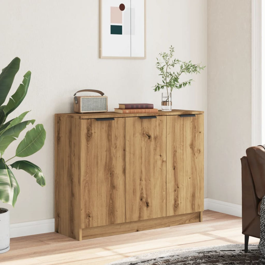 Dressoir 90,5x30x70 cm bewerkt hout artisanaal eikenkleur