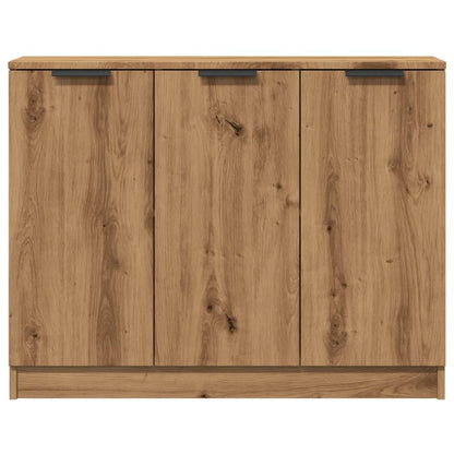 Dressoir 90,5x30x70 cm bewerkt hout artisanaal eikenkleur