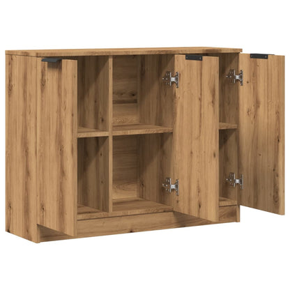 Dressoir 90,5x30x70 cm bewerkt hout artisanaal eikenkleur