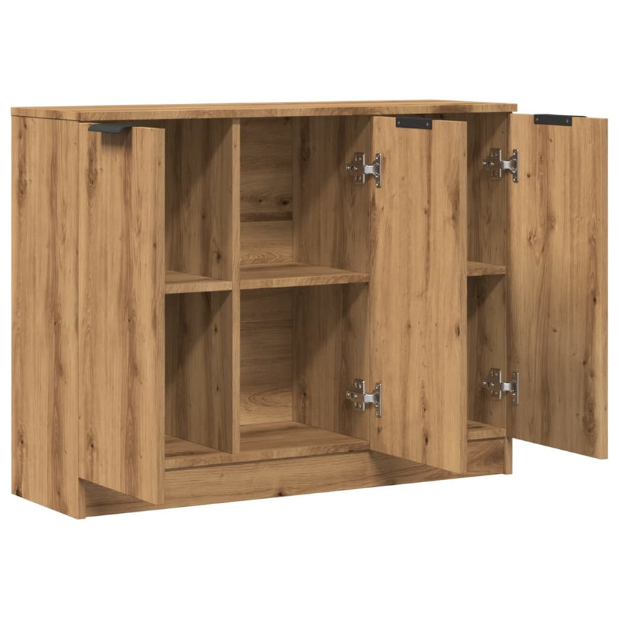 Dressoir 90,5x30x70 cm bewerkt hout artisanaal eikenkleur
